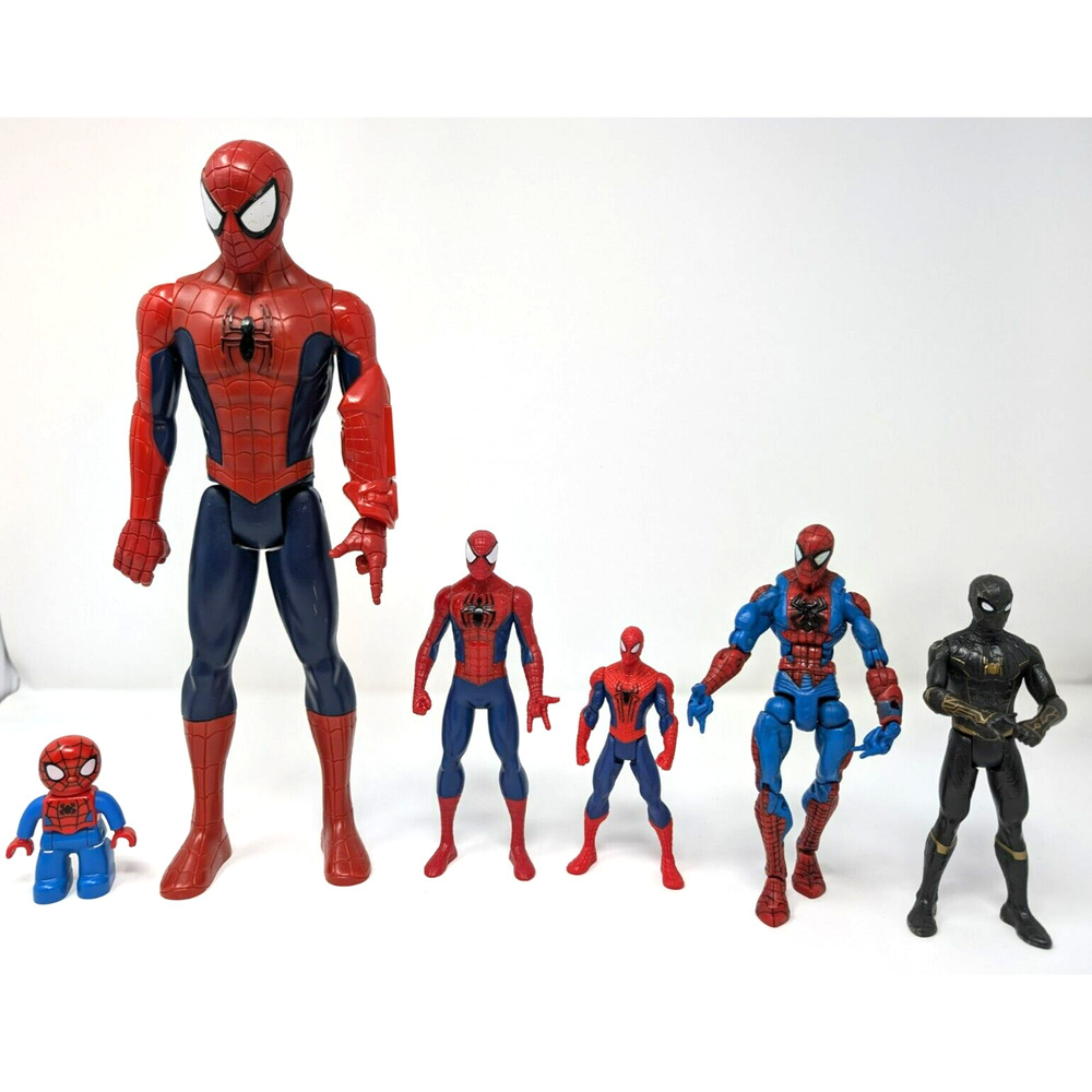 Lot of‎ 6 Spider-Man Action Figures Hasboro Marvel Toy Biz Red Blue Black